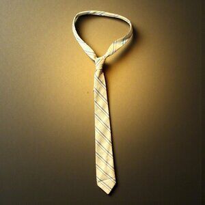 Vintage Cavalier Yellow Striped Tie With Red & Blue Accents